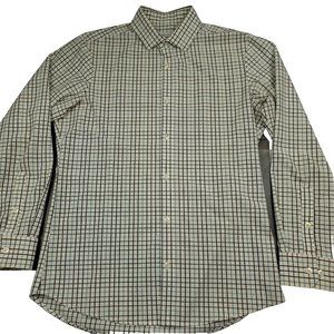 Mizzen‎ + Main Mens M Shirt Leeward Trim Fit Performance White Check Stretch